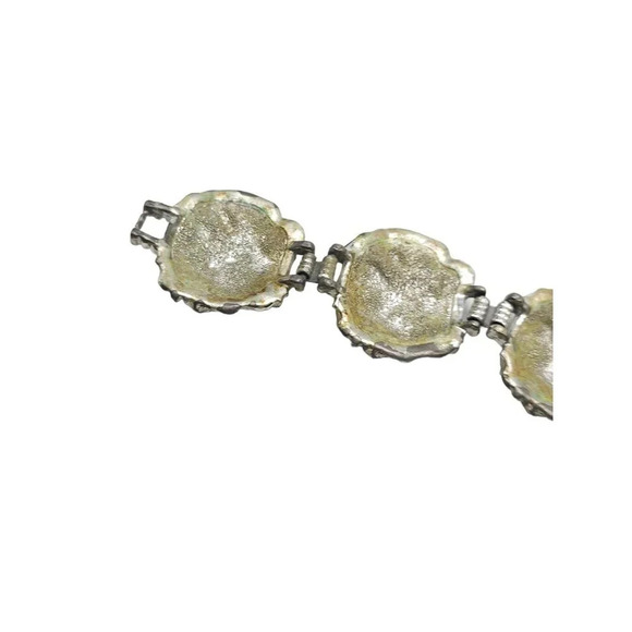 1960s Vintage Sarah Coventry Rose Panel White Enamel Silver Tone Bracelet - Picture 8 of 9